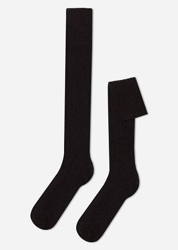 Férfi Calzedonia Bordázott Gyapjú and Cashmere Long Zokni Barna | HU2776TV