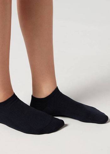 Férfi Calzedonia Cashmere Blend No-Show Zokni Kék | HU2880HK