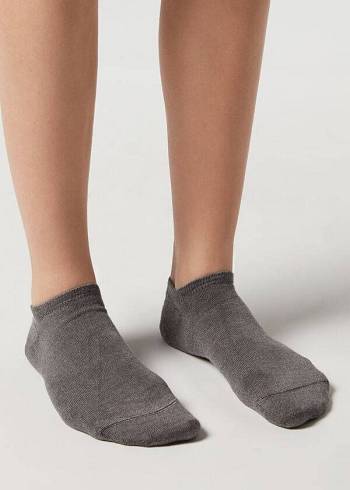 Férfi Calzedonia Cashmere Blend No-Show Zokni Szürke | HU2882FM