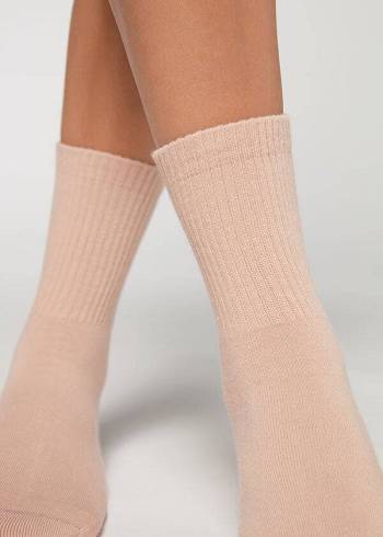 Férfi Calzedonia Crew Sport Zokni Bézs | HU2844IS