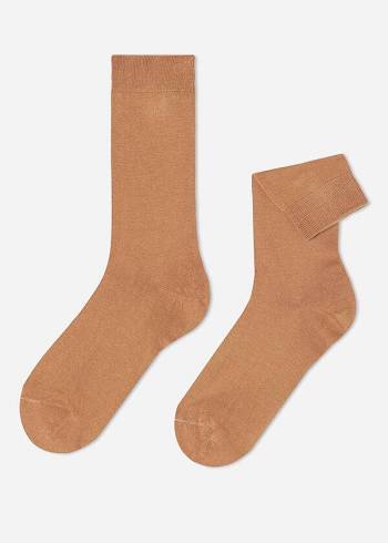 Férfi Calzedonia Crew with Cashmere Zokni Barna | HU2799MA
