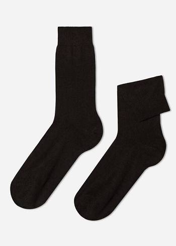 Férfi Calzedonia Crew with Cashmere Zokni Barna | HU2827BC