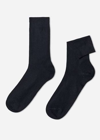 Férfi Calzedonia Crew with Cashmere Zokni Kék | HU2830XF