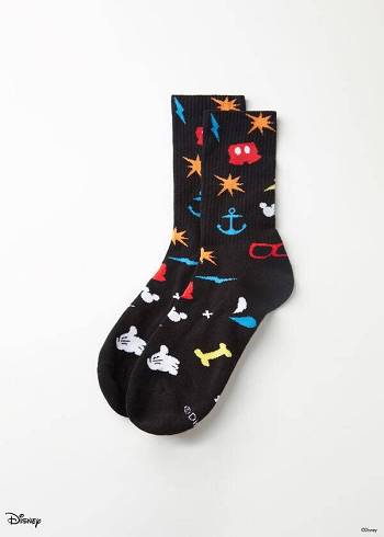 Férfi Calzedonia Disney Crew Zokni Fekete | HU2866RW