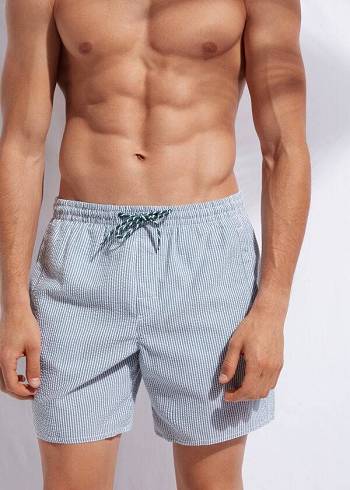 Férfi Calzedonia Formentera Úszónadrágok Zöld Fehér | HU2935YU