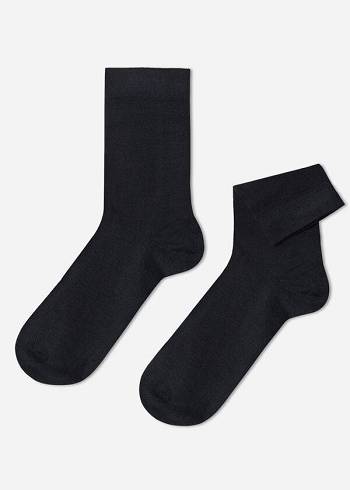 Férfi Calzedonia Gyapjú and Pamut Crew Zokni Kék | HU2801BC