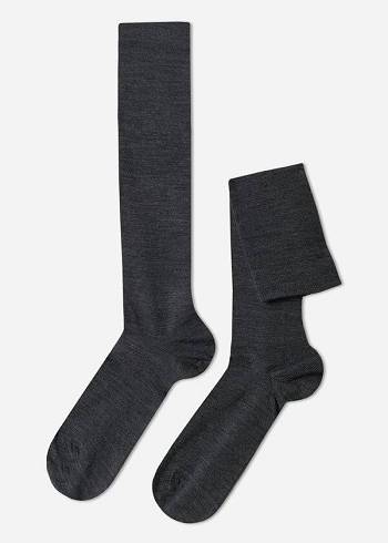 Férfi Calzedonia Gyapjú and Pamut Long Zokni Szürke | HU2758CE
