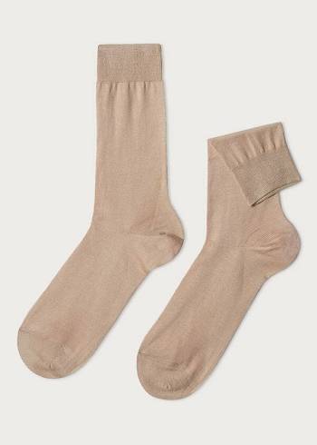 Férfi Calzedonia Lisle Thread Crew Zokni Bézs | HU2807KI