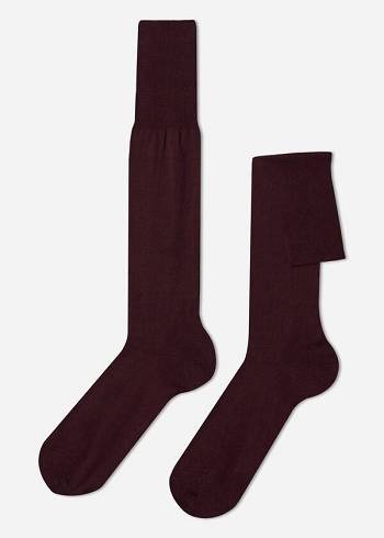 Férfi Calzedonia Lisle Thread Long Zokni Bordó | HU2761LH