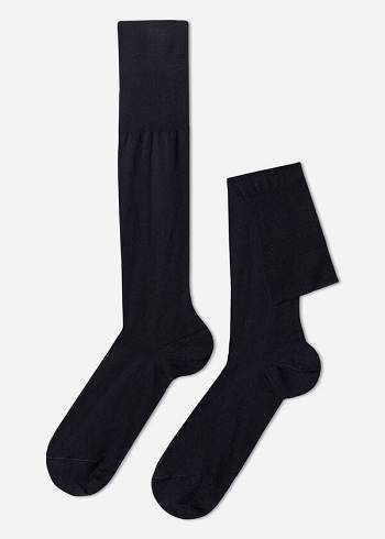 Férfi Calzedonia Lisle Thread Long Zokni Kék | HU2766GL