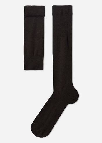 Férfi Calzedonia Long with Cashmere Zokni Barna | HU2784GL