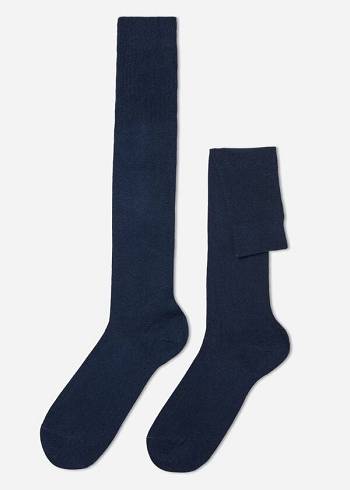 Férfi Calzedonia Long with Cashmere Zokni Sötétkék | HU2786DN