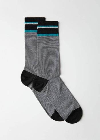 Férfi Calzedonia Micro Csíkos Crew Zokni Fekete Szürke | HU2855GL