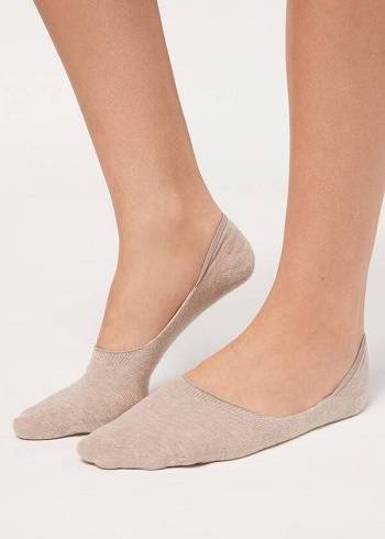 Férfi Calzedonia Pamut Invisible Zokni Bézs | HU2907HK