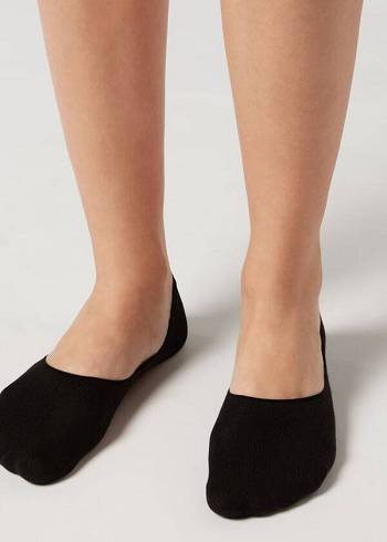 Férfi Calzedonia Pamut Invisible Zokni Fekete | HU2905JJ