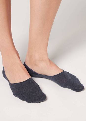Férfi Calzedonia Pamut Invisible Zokni Sötétkék | HU2909FM