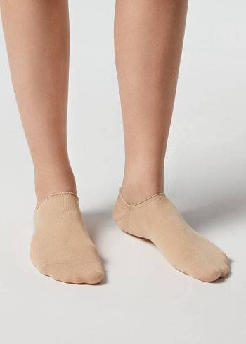Férfi Calzedonia Pamut No-Show Sport Zokni Barna Bézs | HU2888IS