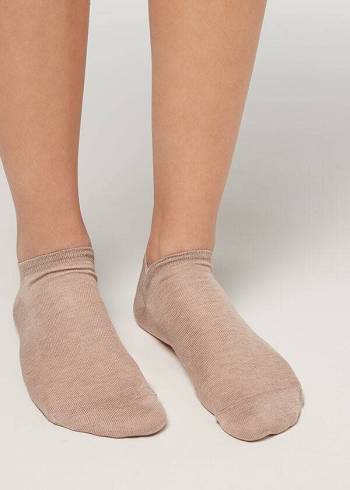 Férfi Calzedonia Pamut No-Show Zokni Bézs | HU2898BC