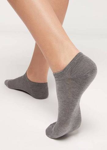 Férfi Calzedonia Pamut No-Show Zokni Szürke | HU2897NB