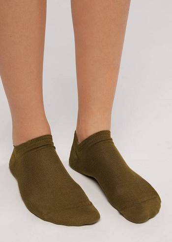 Férfi Calzedonia Pamut No-Show Zokni Zöld | HU2879JJ
