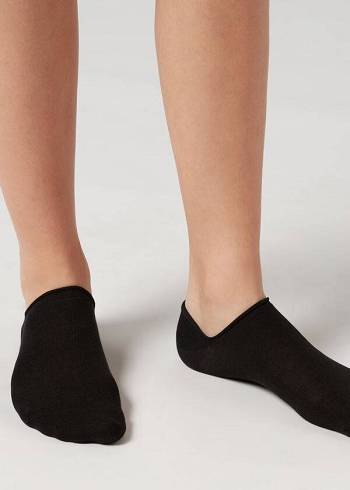 Férfi Calzedonia Pamut No-Show rosa Zokni Fekete | HU2890YU