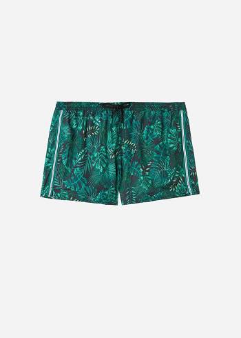 Férfi Calzedonia Patterned Ibiza Úszónadrágok Zöld | HU2930AP