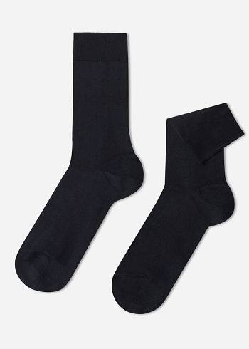 Férfi Calzedonia Stretch Pamut Crew Zokni Kék | HU2815PQ