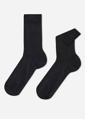 Férfi Calzedonia Stretch Pamut Crew Zokni Szürke | HU2816OR
