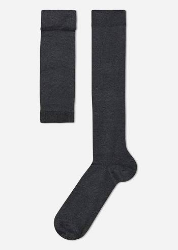 Férfi Calzedonia Stretch Pamut Long Zokni Szürke | HU2773IS