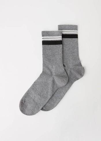 Férfi Calzedonia Stripe Motif Crew Zokni Szürke | HU2871NB