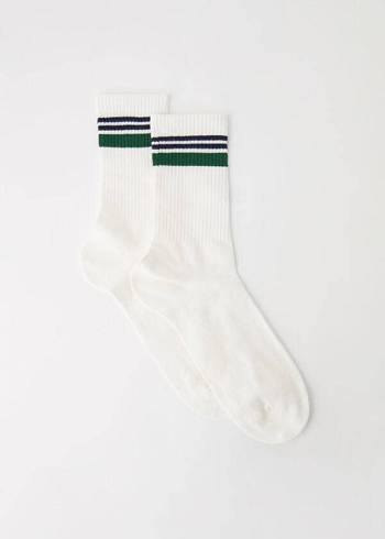 Férfi Calzedonia Stripe Motif Crew Zokni Fehér | HU2872BC