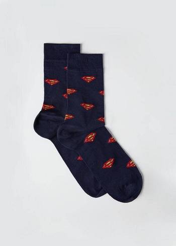 Férfi Calzedonia Superman Crew Zokni Kék | HU2859AP