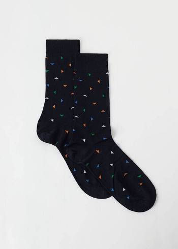 Férfi Calzedonia Triangle Pattern Crew Zokni Kék | HU2863UT