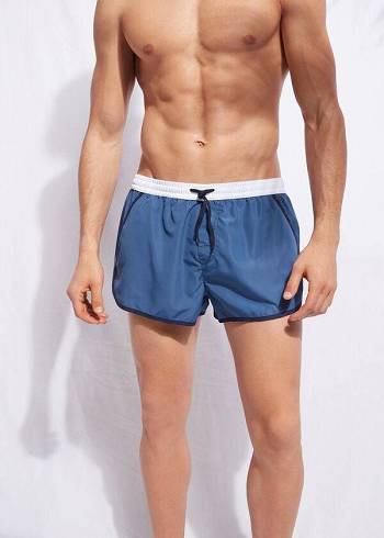 Férfi Calzedonia Venice Beach Úszónadrágok Kék Fehér | HU2911SO