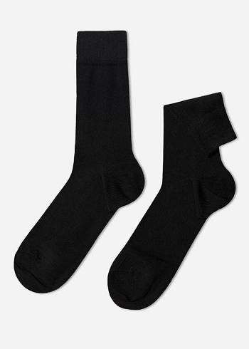Férfi Calzedonia Warm Pamut Crew Zokni Fekete | HU2824QZ
