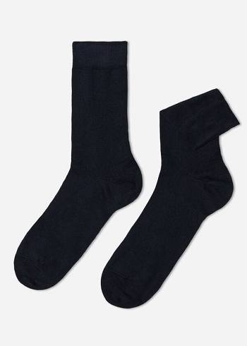 Férfi Calzedonia Warm Pamut Crew Zokni Kék | HU2825MA
