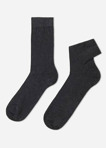 Férfi Calzedonia Warm Pamut Crew Zokni Sötétkék | HU2826NB