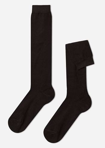 Férfi Calzedonia Warm Pamut Long Zokni Barna | HU2781MA