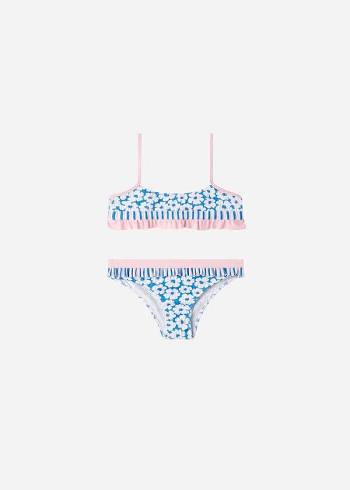 Gyerek Calzedonia Floral Two-Piece Aurora Fürdőruha Kék | HU3038MA