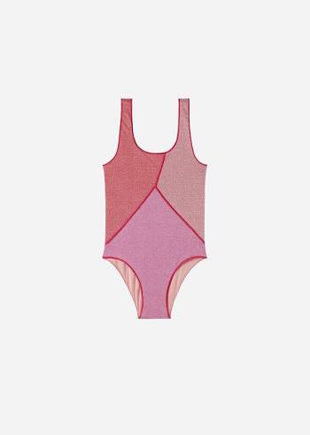 Gyerek Calzedonia Lamé One Piece Lisbona Fürdőruha Rózsaszín | HU3041VD