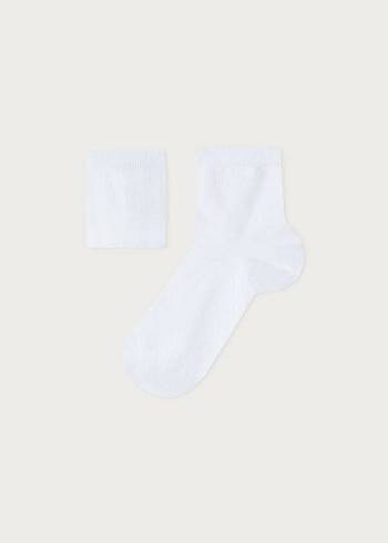 Gyerek Calzedonia Pamut with Fresh Feet Légáteresztő Anyagok Rövid Zokni Fehér | HU3180MA
