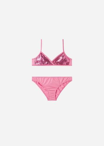 Gyerek Calzedonia Two-Piece Tank-Stílusok Cannes Fürdőruha Rózsaszín | HU3077YU