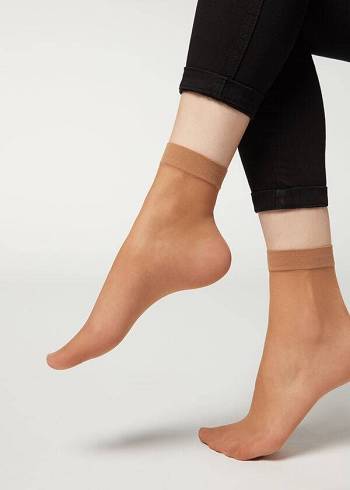 Női Calzedonia 20 Denier Sheer Rövid Zokni Bézs Barna | HU2316PQ
