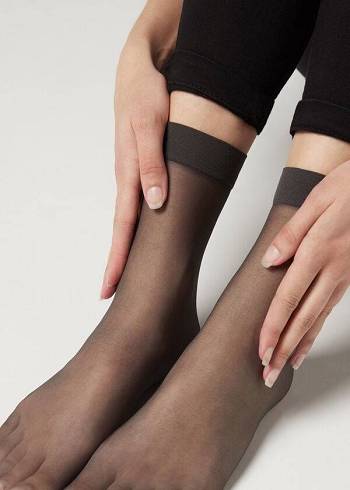 Női Calzedonia 20 Denier Sheer Rövid Zokni Szürke | HU2318IS