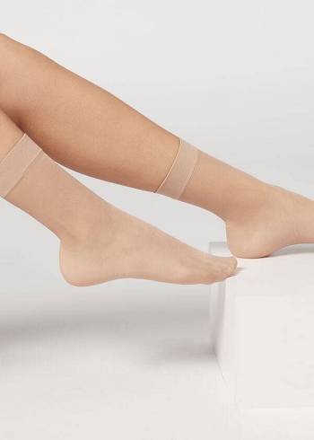 Női Calzedonia 20 Denier Sheer Rövid Zokni Bézs | HU2322RW