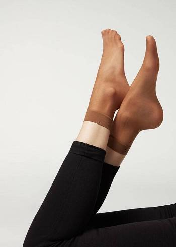Női Calzedonia 20 Denier Sheer Zokni Barna Bézs | HU2313DN