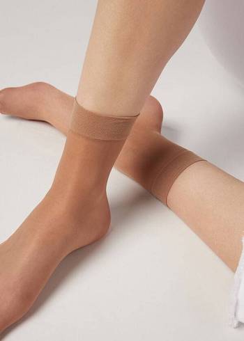 Női Calzedonia 20 Denier Sheer Zokni Khaki | HU2311GL