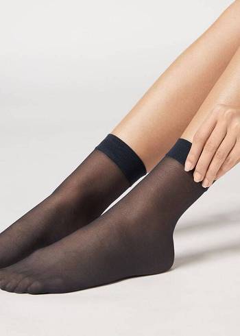 Női Calzedonia 20 Denier Sheer Zokni Kék | HU2308VD