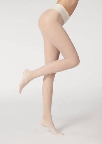 Női Calzedonia 20 Denier Ultra Kényelem Sheer Sexy Harisnyanadrág Fehér | HU1173YU