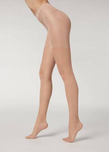 Női Calzedonia 30 Denier Total Shaper Sheer Harisnyanadrág Bézs | HU1191BC